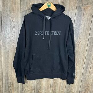 Zero Foxtrot Pullover Hoodie Skull Graphic Black Sweatshirt Size Medium Military
